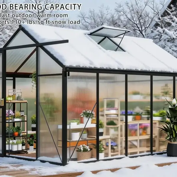 6x10FT Aluminum Polycarbonate Greenhouse with Roof Vent