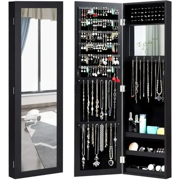 Wall Mounted Jewelry Cabinet with Full Length Mirror