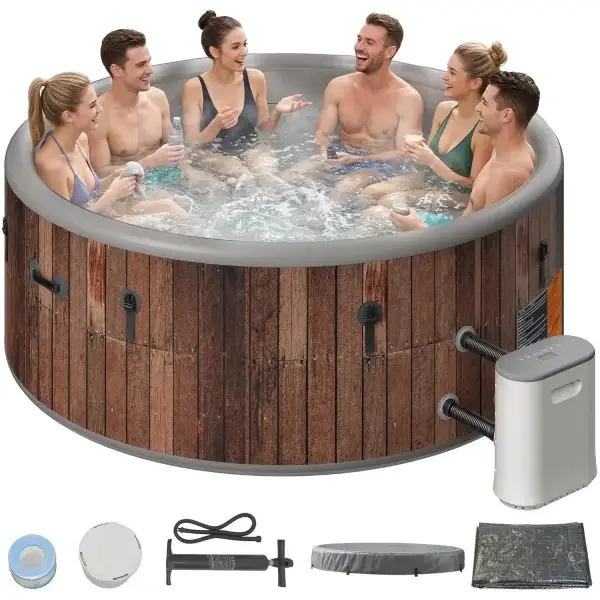 77" Inflatable Hot Tub 6 Person Outdoor Spa