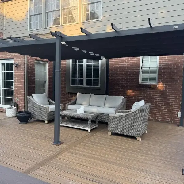 12x18ft Aluminum Pergola Retractable Canopy Sun Shade Shelter
