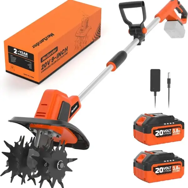 20V Cordless Garden Tiller with 48 Steel Tines