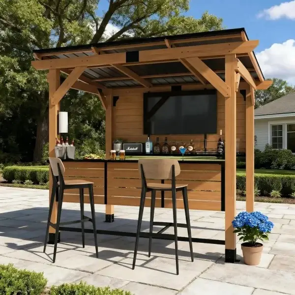 6x8FT Cedar Outdoor Bar Gazebo